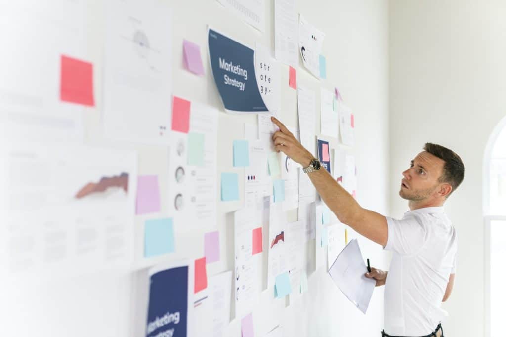 Businessman checking a marketing plan