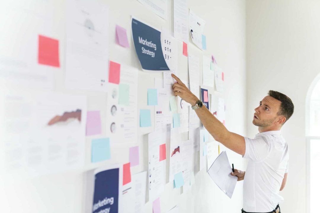 Businessman checking a marketing plan