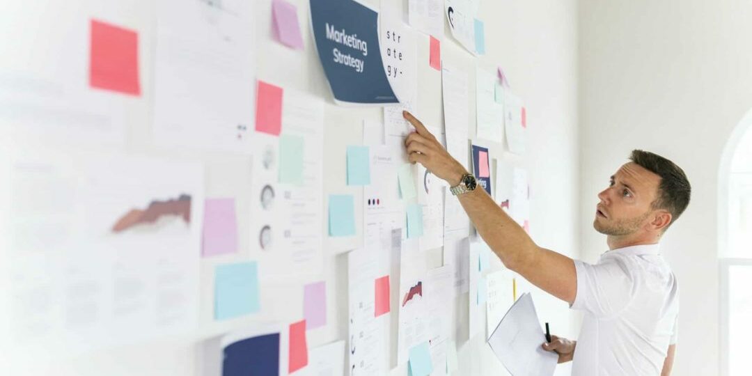 Businessman checking a marketing plan